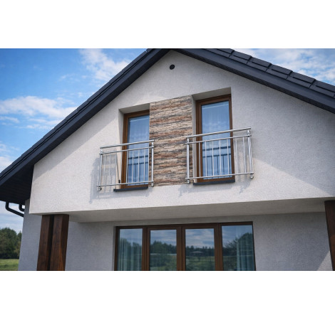 Hliníkové zábradlí na Francouzské okno H2B-2, Barva imitace nerez